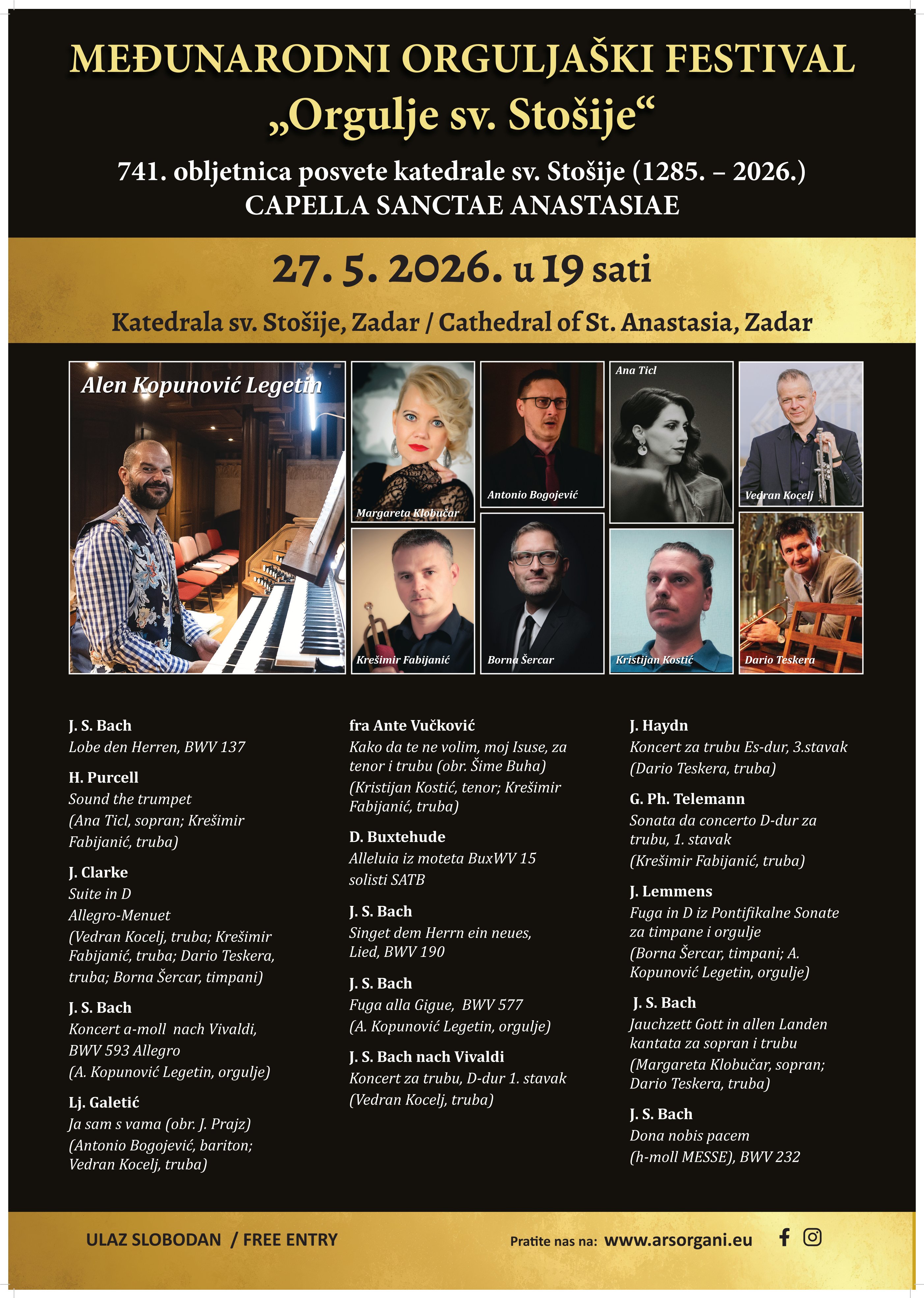 ALEN KOPUNOVIĆ LEGETIN I NJEGOVI GOSTI OTVARAJU TREĆI MEĐUNARODNI FESTIVAL"ORGULJE SV. STOŠIJE" 27. 5. 2026.