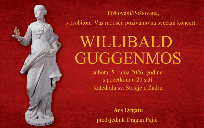 Gallery image for WILLIBALD GUGGENMOS – S MEĐUNARODNOG FESTIVALA ORGULJA U AUGSBURGU NA FESTIVAL ORGULJE „SV. STOŠIJE“  U ZADRU 5. 9. 2026.