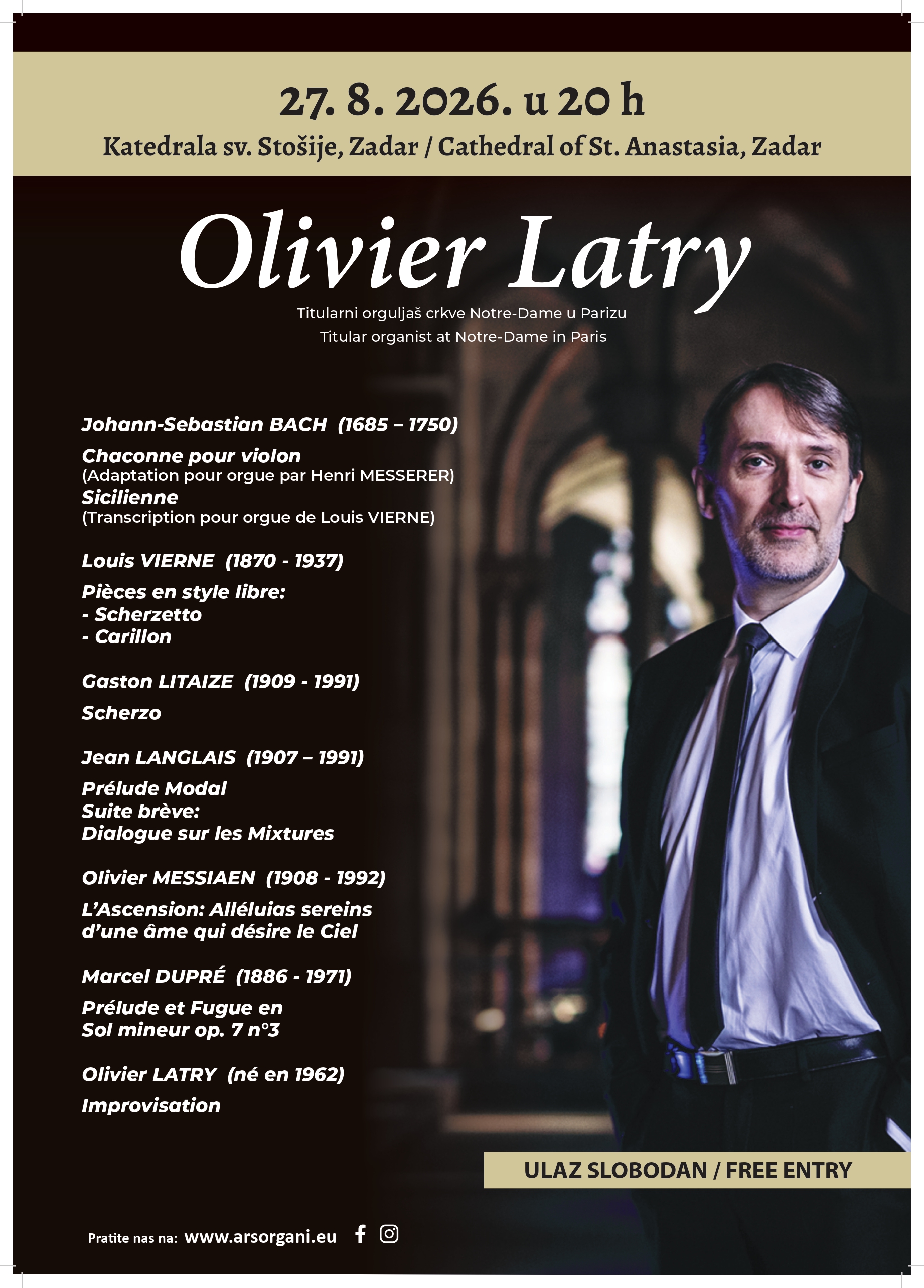 OLIVIER LATRY  - SOLISTIČKI ORGULJAŠKI KONCERT 27. 8. 2027.  Image